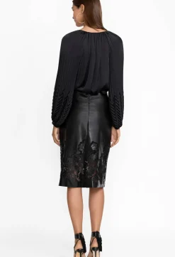 Best Johnny Was Enid Vegan Leather Midi Skirt Black