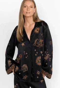 Sale Johnny Was Estrella Kimono Sleeve Oversized Shirt Black