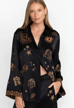 Sale Johnny Was Estrella Kimono Sleeve Oversized Shirt Black