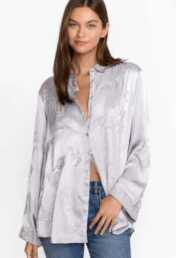 Sale Johnny Was Estrella Kimono Sleeve Oversized Shirt Silver