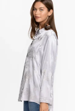 Sale Johnny Was Estrella Kimono Sleeve Oversized Shirt Silver