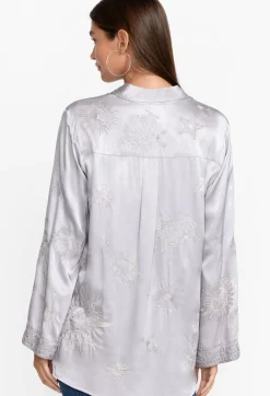 Sale Johnny Was Estrella Kimono Sleeve Oversized Shirt Silver