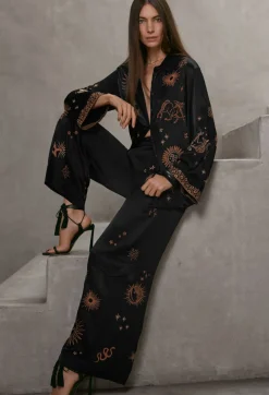 Outlet Johnny Was Estrella Wide Leg Cargo Pant Black