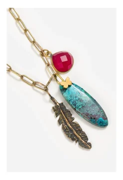 Outlet Johnny Was Feather Charm Necklace Multi