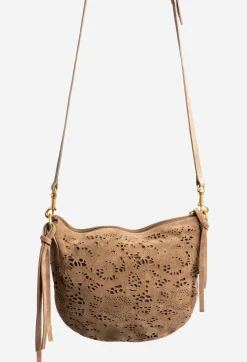 Sale Johnny Was Fiore Italian Suede Saddle Bag Walnut