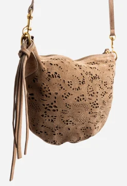 Sale Johnny Was Fiore Italian Suede Saddle Bag Walnut