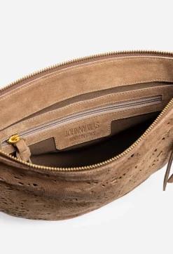 Sale Johnny Was Fiore Italian Suede Saddle Bag Walnut