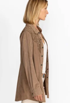 Sale Johnny Was Fiore Suede Western Shacket Tortora