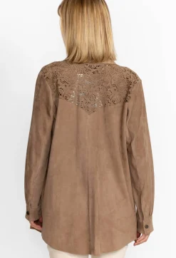 Sale Johnny Was Fiore Suede Western Shacket Tortora