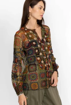 Sale Johnny Was Flavie Mesh Blouse Multi