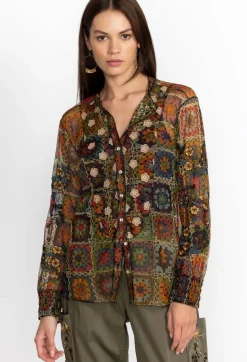 Sale Johnny Was Flavie Mesh Blouse Multi