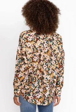 Outlet Johnny Was Floral Half Placket Button Top Multi
