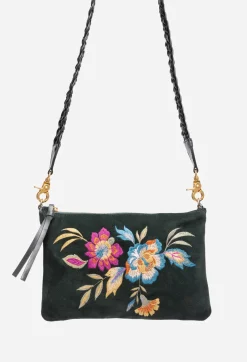 Clearance Johnny Was Floreale Italian Suede Clutch Crossbody Dunkel