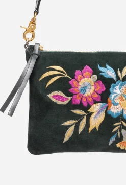 Clearance Johnny Was Floreale Italian Suede Clutch Crossbody Dunkel