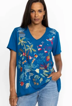 Clearance Johnny Was Florida Everyday Tee Mykonos Blue