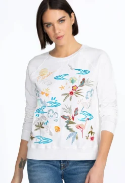 Sale Johnny Was Florida Raglan Sweatshirt White