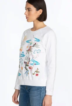 Sale Johnny Was Florida Raglan Sweatshirt White
