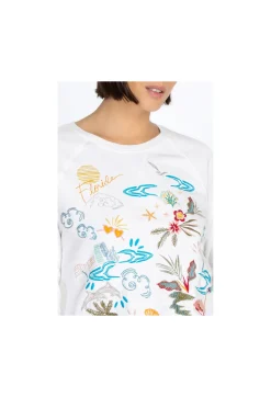 Sale Johnny Was Florida Raglan Sweatshirt White