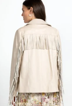 Johnny Was Frangia Leather Jacket Cream