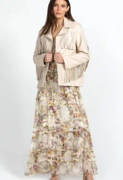 Johnny Was Frangia Leather Jacket Cream