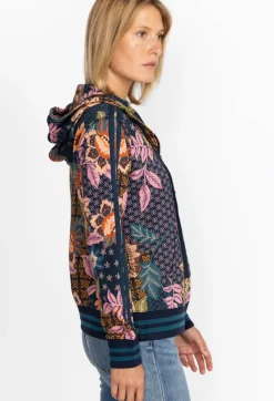 Outlet Johnny Was Front Zip Hoodie With Tape Delfino