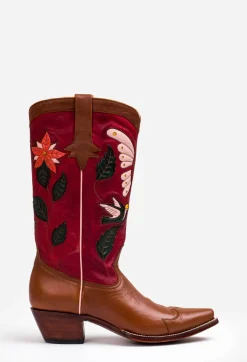 Johnny Was Garden Cowboy Boot Red