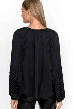 New Johnny Was Gemma Pleated Blouse Black