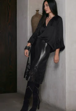 New Johnny Was Gemma Pleated Blouse Black
