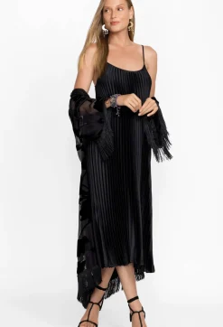 Clearance Johnny Was Gemma Pleated Midi Dress Black