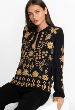 Discount Johnny Was Georgina Raw Seam Henley Black