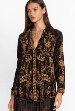 Clearance Johnny Was Georgina Velvet Oversized Shirt French Leopard