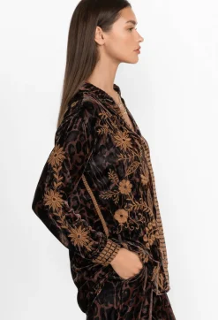 Clearance Johnny Was Georgina Velvet Oversized Shirt French Leopard