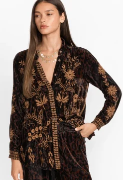 Clearance Johnny Was Georgina Velvet Oversized Shirt French Leopard
