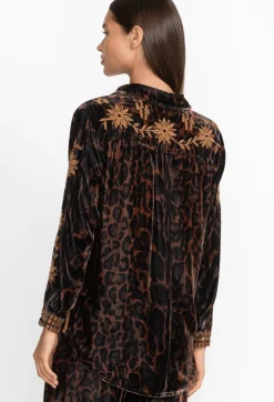 Clearance Johnny Was Georgina Velvet Oversized Shirt French Leopard