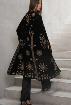 Johnny Was Heidi Velvet Kimono Coat Black