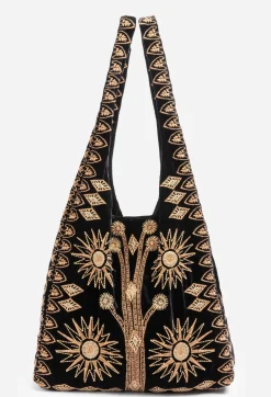 New Johnny Was Heidi Velvet Slouchy Tote Black