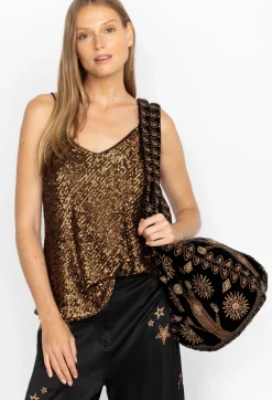 New Johnny Was Heidi Velvet Slouchy Tote Black