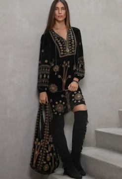 New Johnny Was Heidi Velvet Slouchy Tote Black