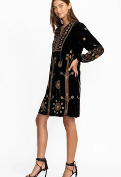 Hot Johnny Was Heidi Velvet Yoke Dress Black
