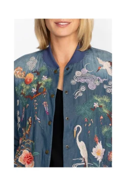 Clearance Johnny Was Heron Button Up Bomber Jacket Denim Blue