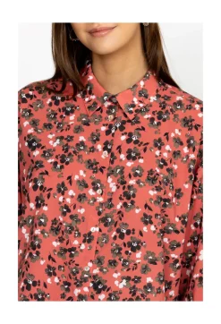 New Johnny Was High Low Button Shirt Pale Blush Orchid Floral