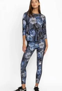 New Johnny Was High Waist Sculpting Legging Grey Peony
