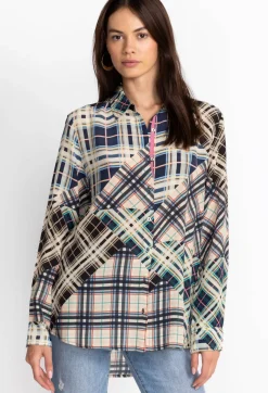 Best Johnny Was Idora Patchwork Button Down Shirt Multi