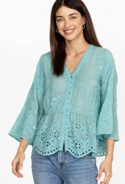 New Johnny Was Ingrid Reveka Blouse Marine Blue