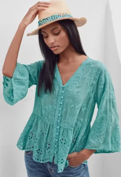 New Johnny Was Ingrid Reveka Blouse Marine Blue