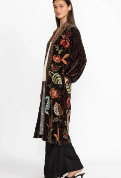 New Johnny Was Isabella Velvet Bishop Sleeve Kimono Coat French Leopard