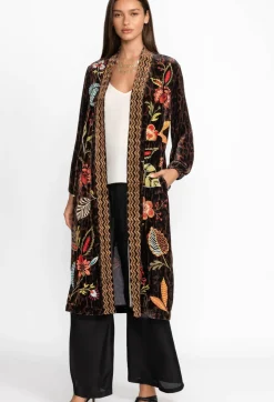 New Johnny Was Isabella Velvet Bishop Sleeve Kimono Coat French Leopard