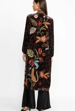 New Johnny Was Isabella Velvet Bishop Sleeve Kimono Coat French Leopard