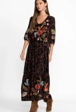 Discount Johnny Was Isabella Velvet Tiered Dress French Leopard