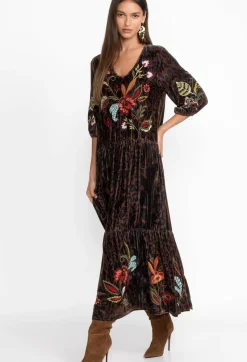 Discount Johnny Was Isabella Velvet Tiered Dress French Leopard